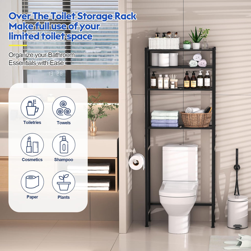 4 Tier Over The Toilet Storage Rack Black N35434