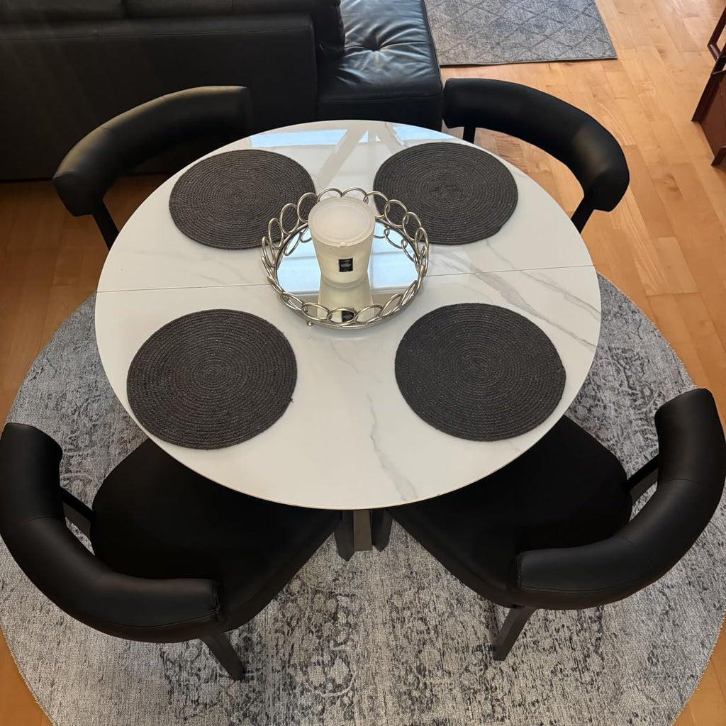 Black Faux Leather Dining Chairs Set of 4 Y95607