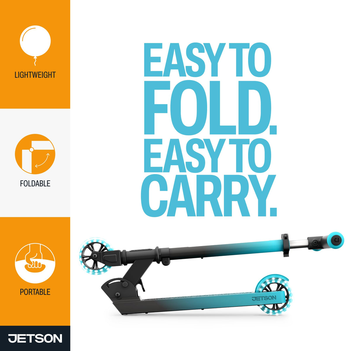 2-Wheel Light-Up Folding Kick Scooter with Adjustable Handlebar Y702