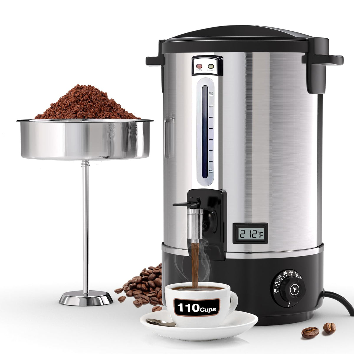 110-Cup Stainless Steel Commercial Coffee Urn X124320