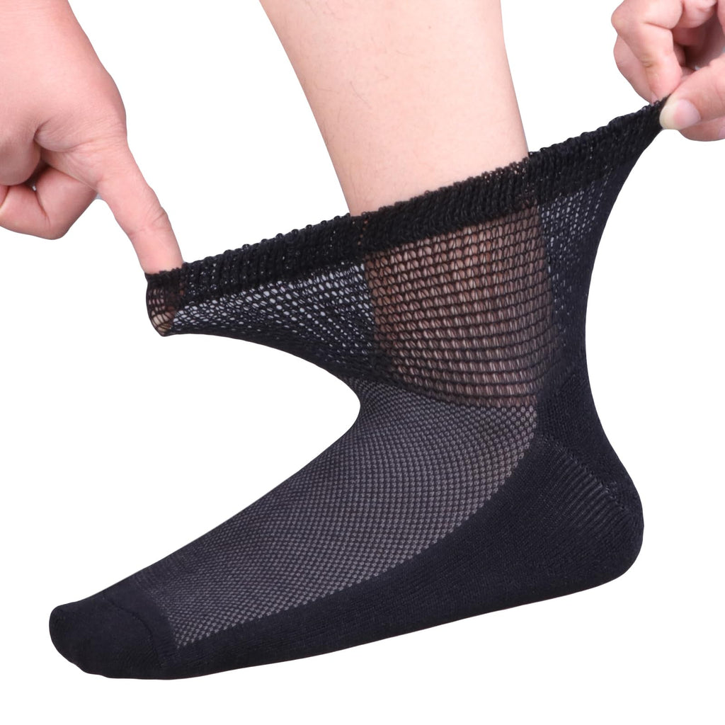 Bamboo Viscose Diabetic Socks, Black, Size 10-13, 5 Pairs L799