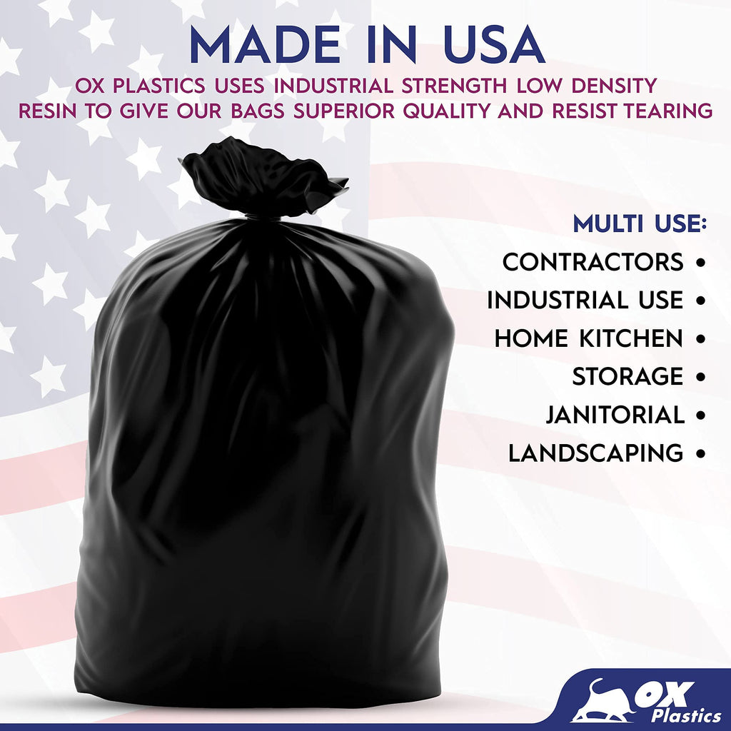 55 Gallon 2 MIL 100 Count Black Trash Bag V669