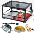 20 Gallon Reptile Terrarium Starter Kit with Heating System Thermostat UVB Light Hide Cave Feeding Dish Z78873
