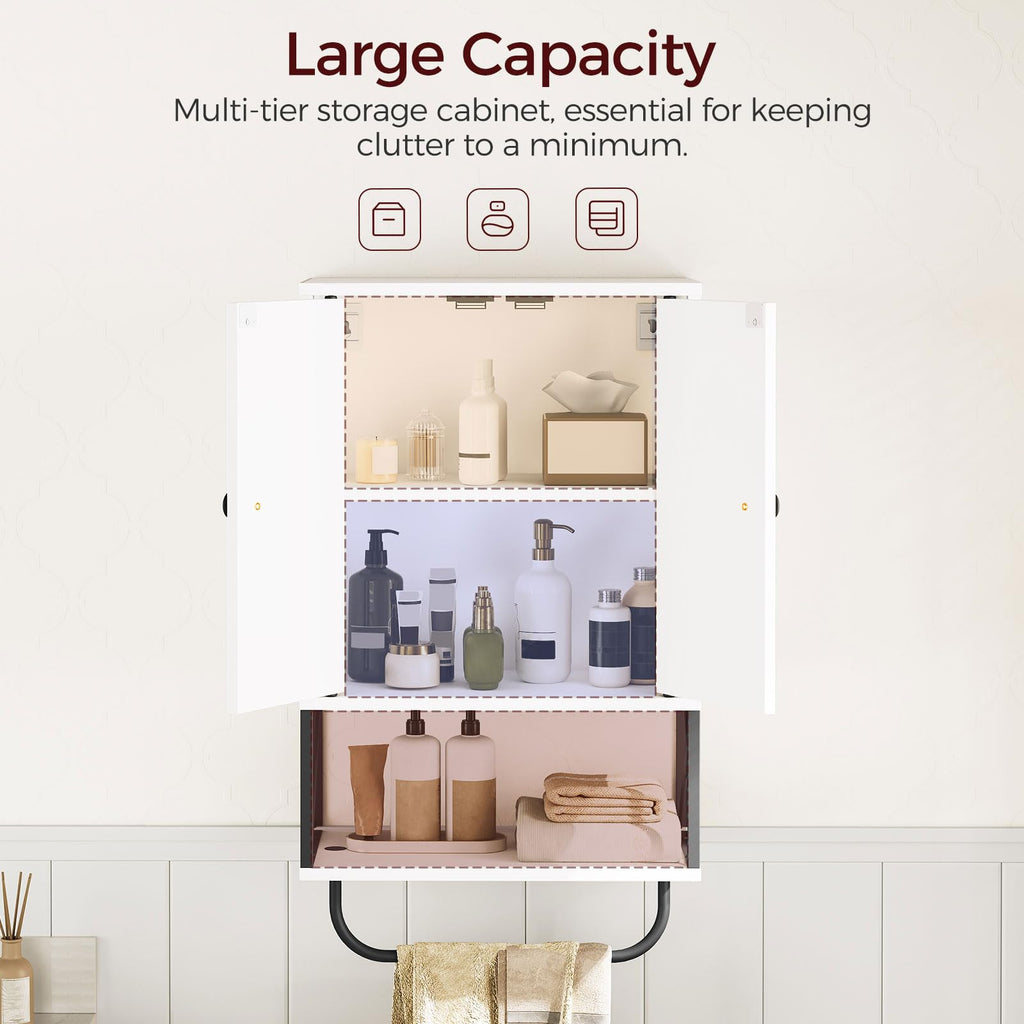 White 2 Door Wall Mounted Bathroom Cabinet with Adjustable Shelf Q688