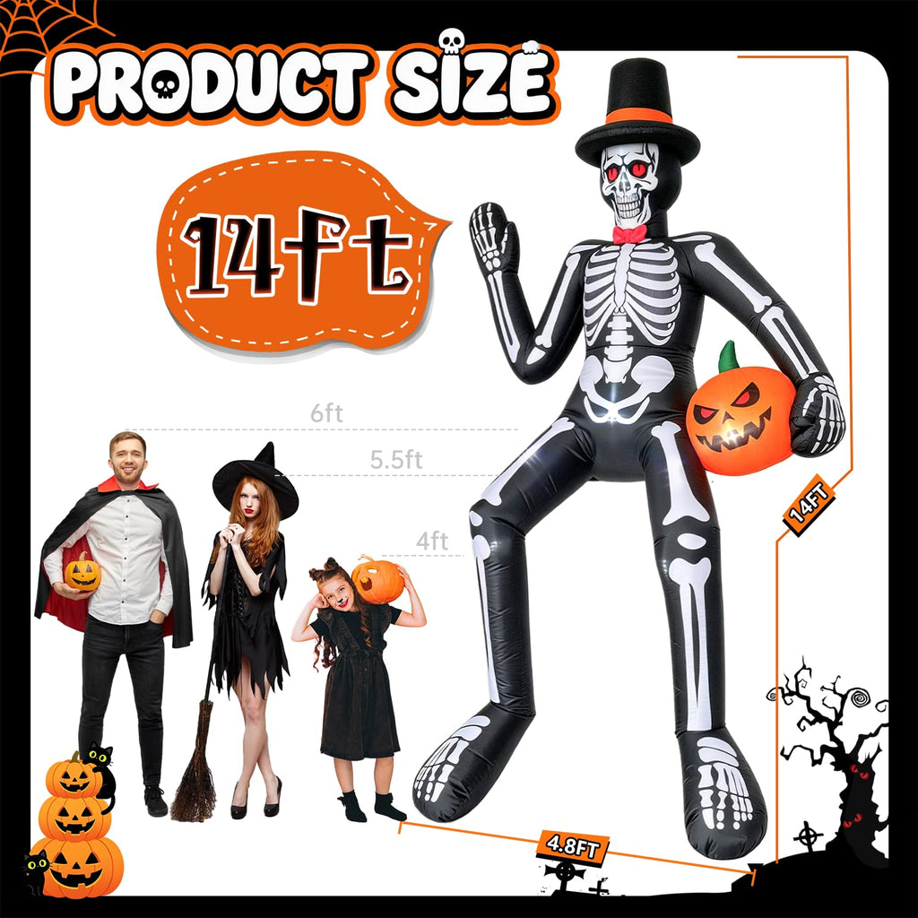 14FT Inflatable Sitting Skeleton Decorations H780391