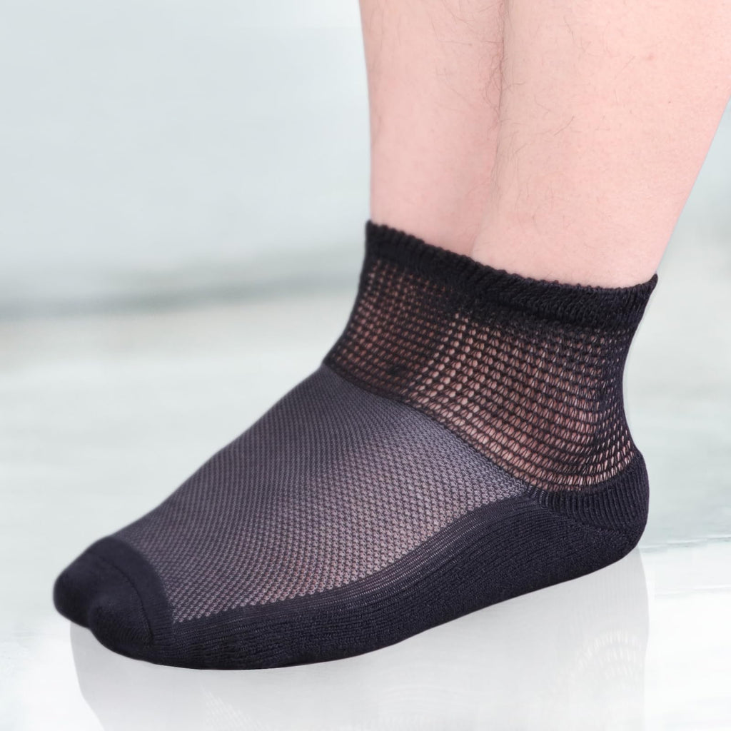 Bamboo Viscose Diabetic Socks, Black, Size 10-13, 5 Pairs L799