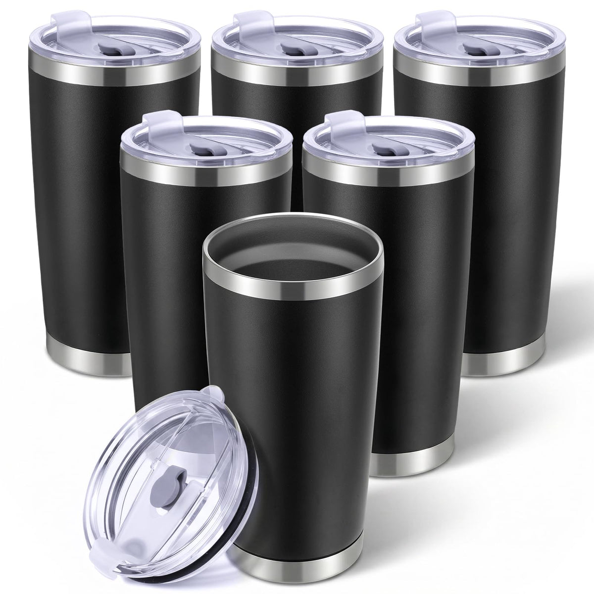 6 Pack 20oz Stainless Steel Insulated Tumbler with Lid L1803