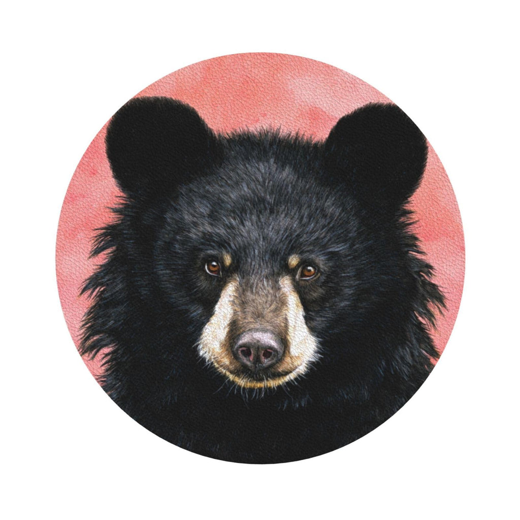 Black Bear Leather Coasters Set of 4 X162
