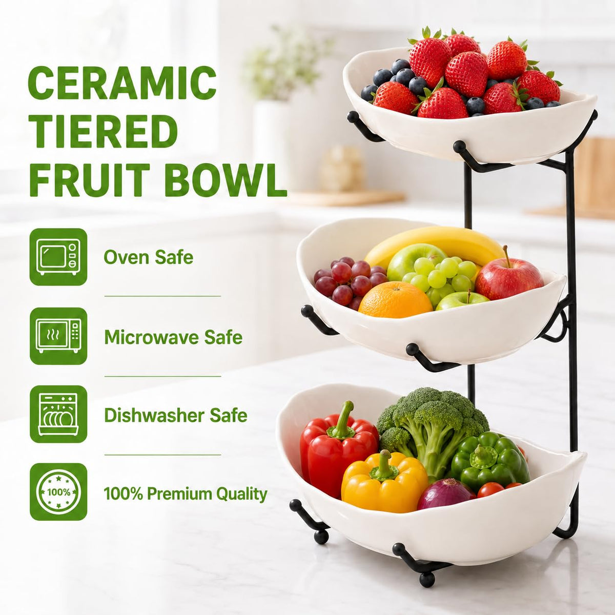 3 Tier Ceramic Fruit Bowl A79764