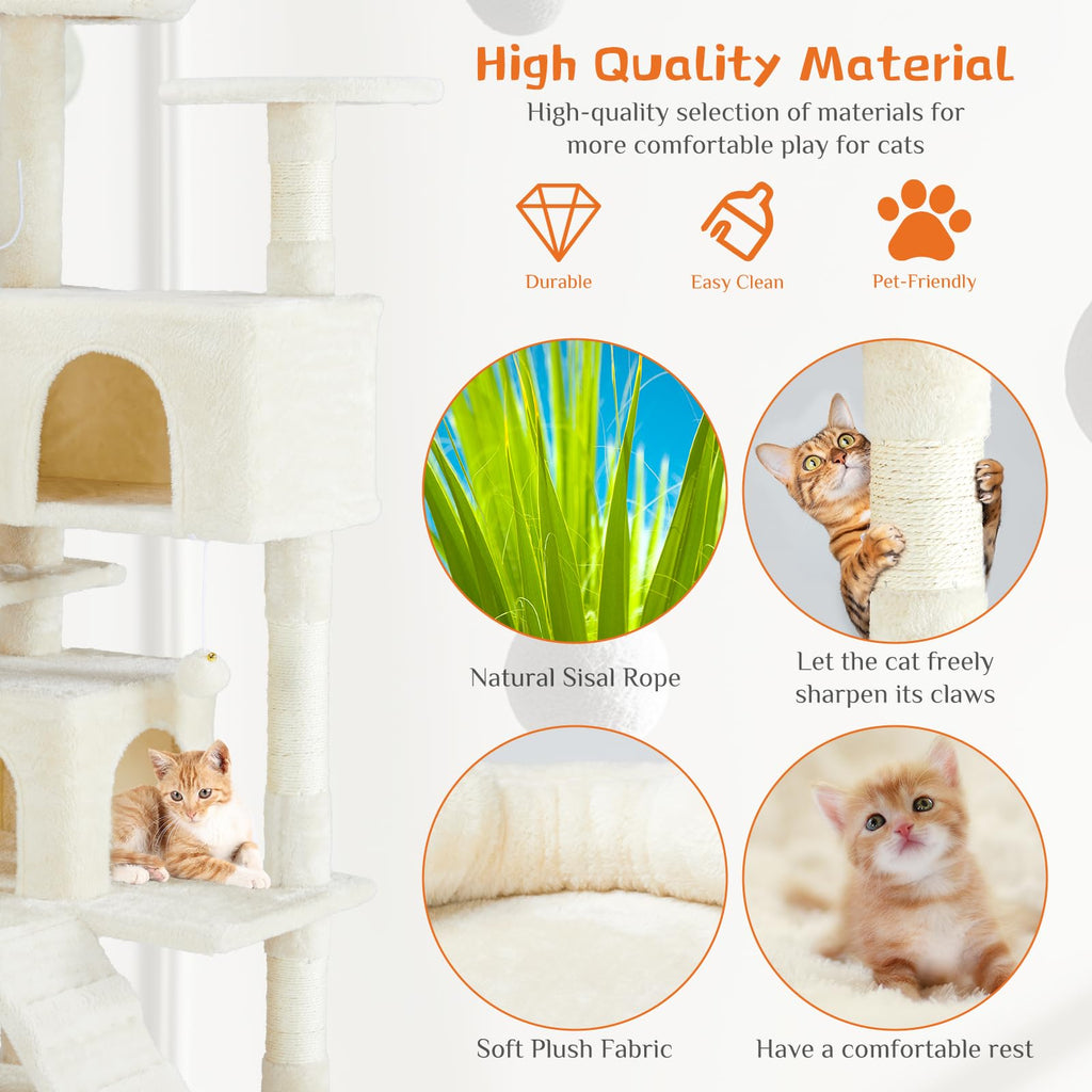 54-inch Cat Tree Tower with Scratching Posts G559039