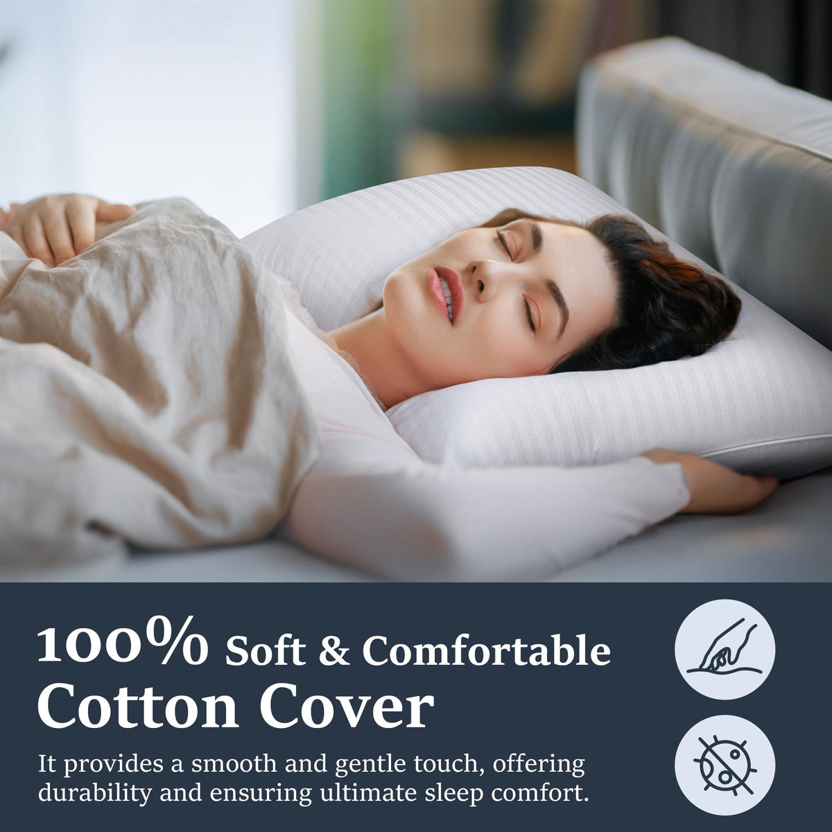 Goose Feather King Size Set of 2 Cotton Pillows A748958