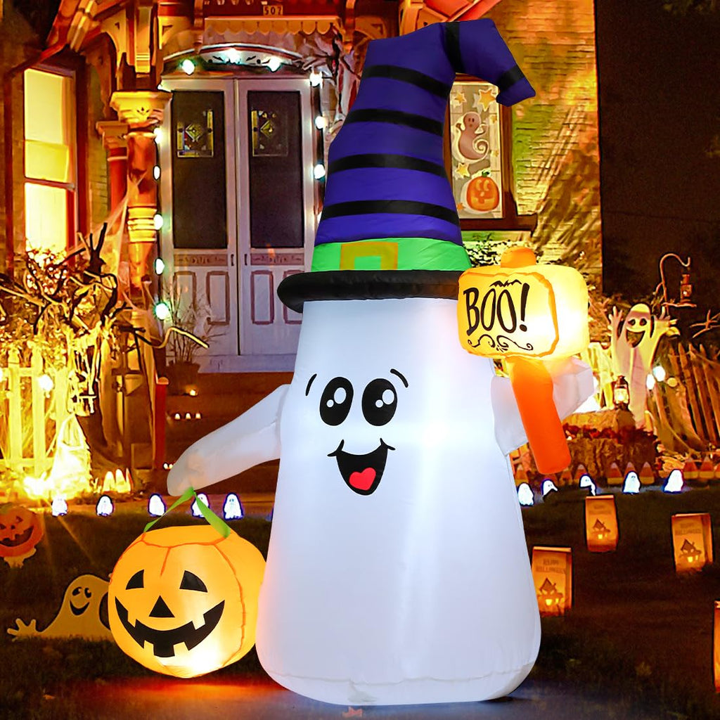 5 FT Halloween Inflatables Ghost with Built-in LEDs H7353