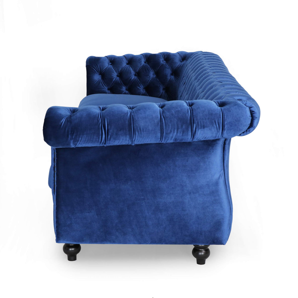 Navy Blue Velvet Sofa with Scroll Arms P453023