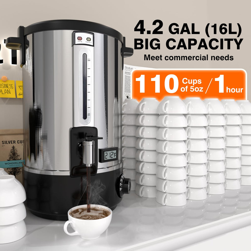 110-Cup Stainless Steel Commercial Coffee Urn X124320