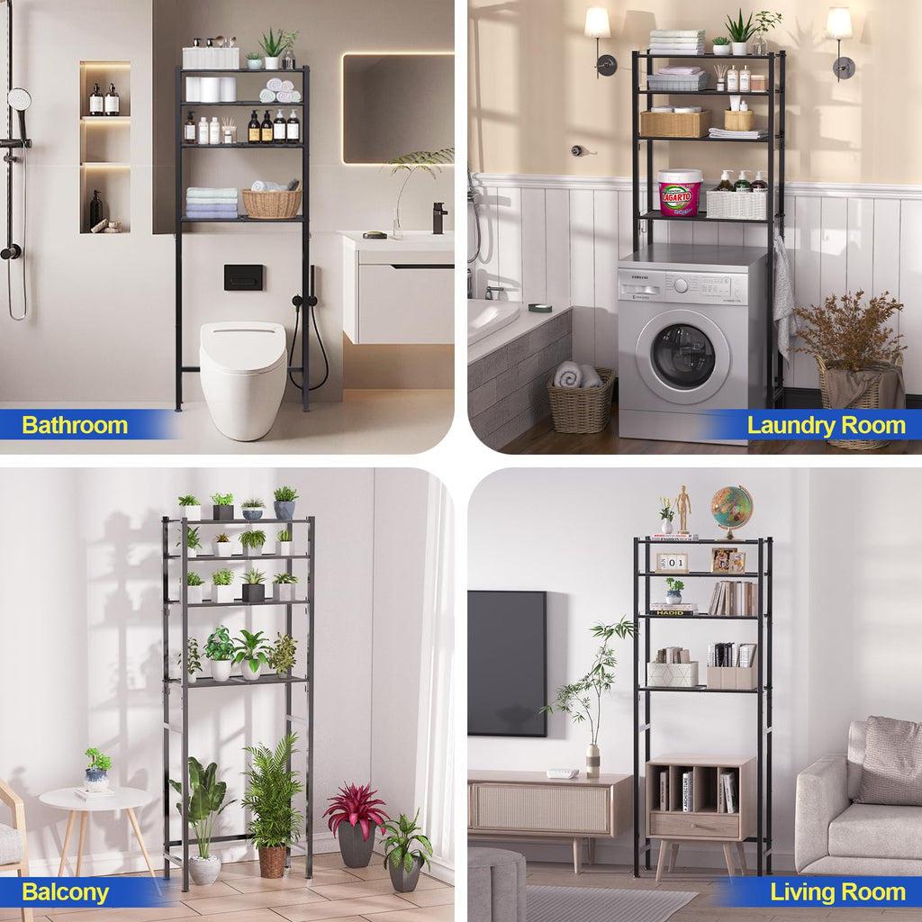 4 Tier Over The Toilet Storage Rack Black N35434