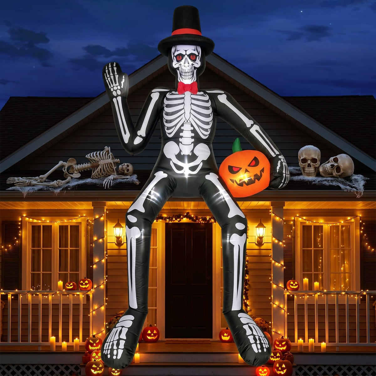 14FT Inflatable Sitting Skeleton Decorations H780391
