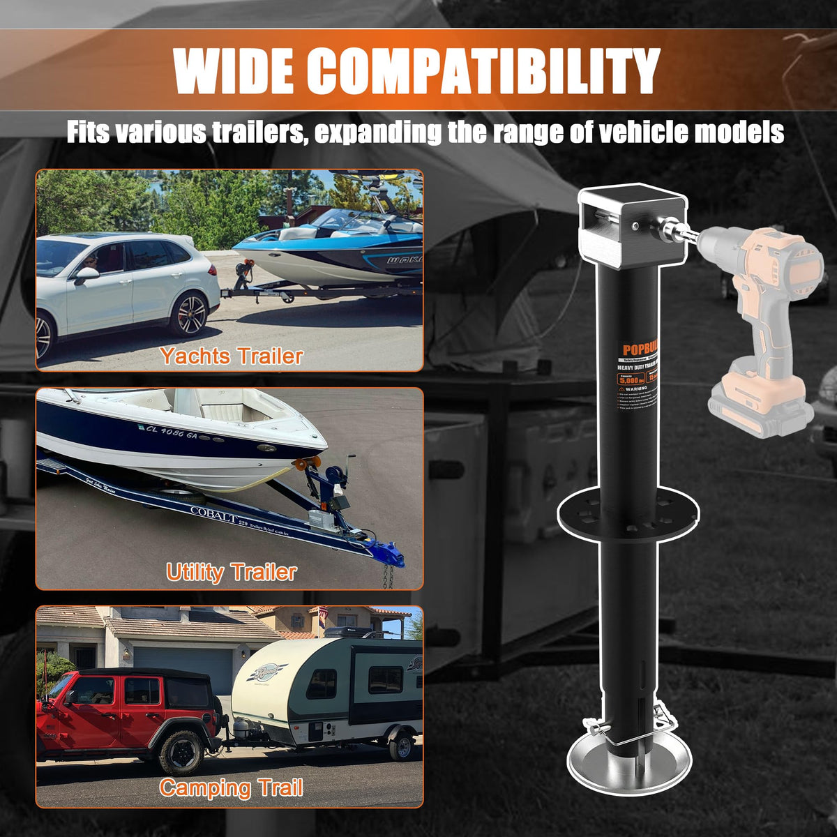 5000lbs A-Frame Trailer Jack with Adjustable Drop Leg K23784