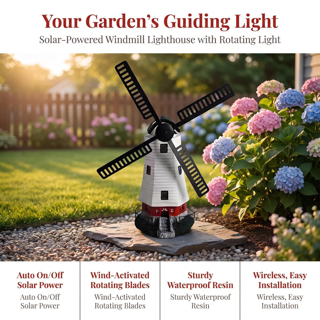 Solar Powered Lighthouse Statue 13 inch U566