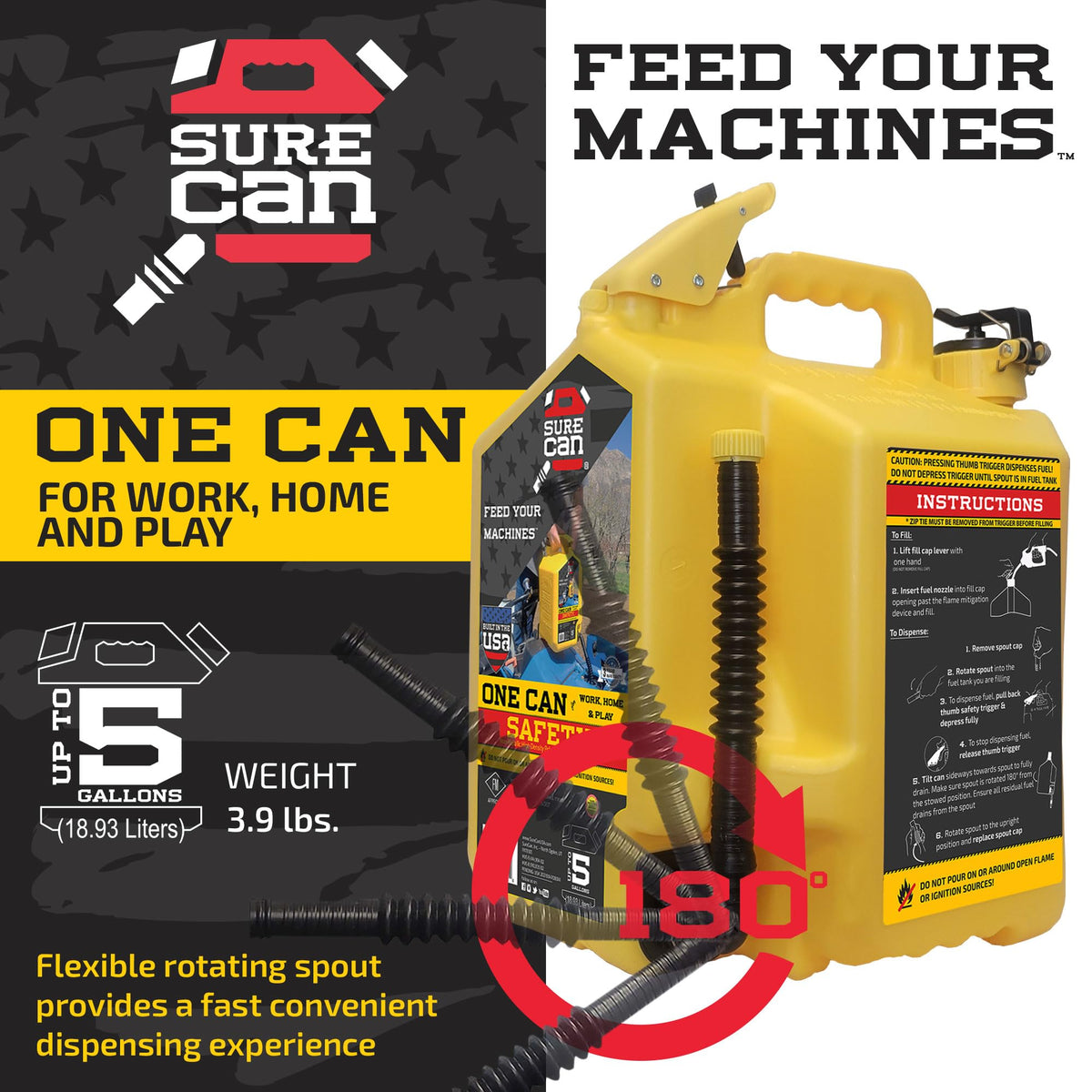 5 Gallon Self-Venting Safety Can with Rotating Spout F97535