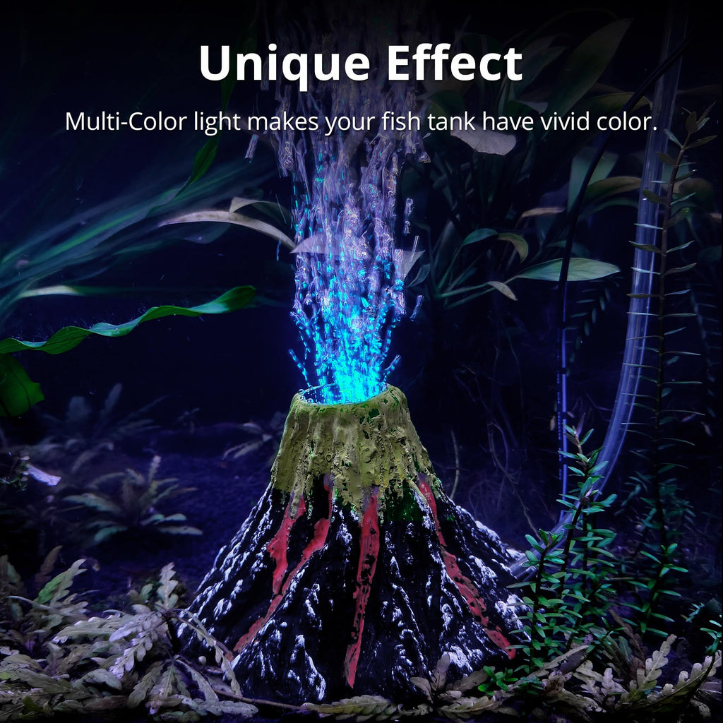 Aquarium Bubbler Decoration LED Volcano Ornament J79243