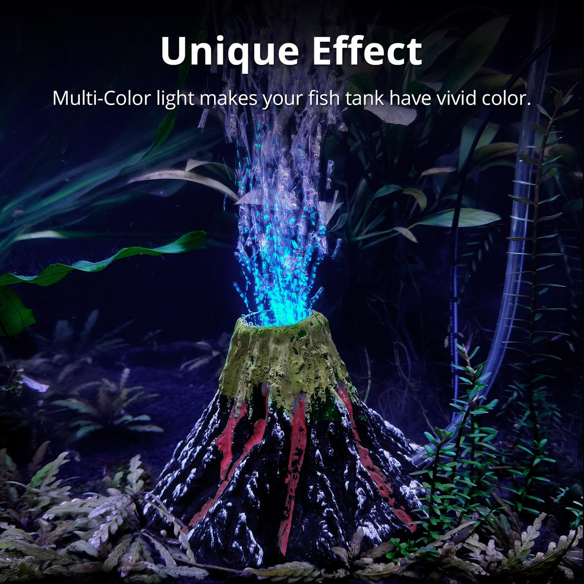 Aquarium Bubbler Decoration LED Volcano Ornament J79243