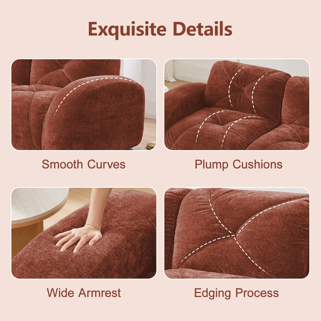 140" Orange Velvet Sofa with Tufted 32D Sponge S4013