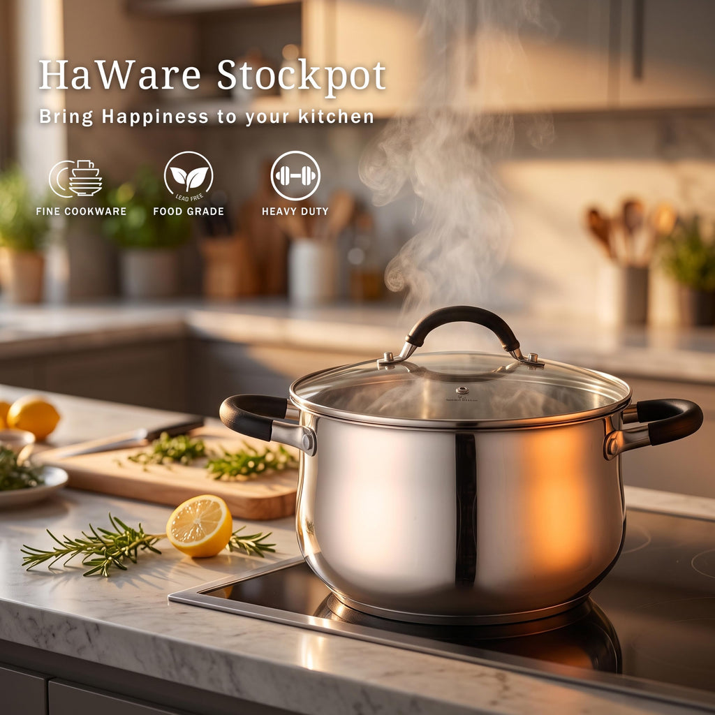 6 Quart Stainless Steel Induction Stock Pot with Lid F53171