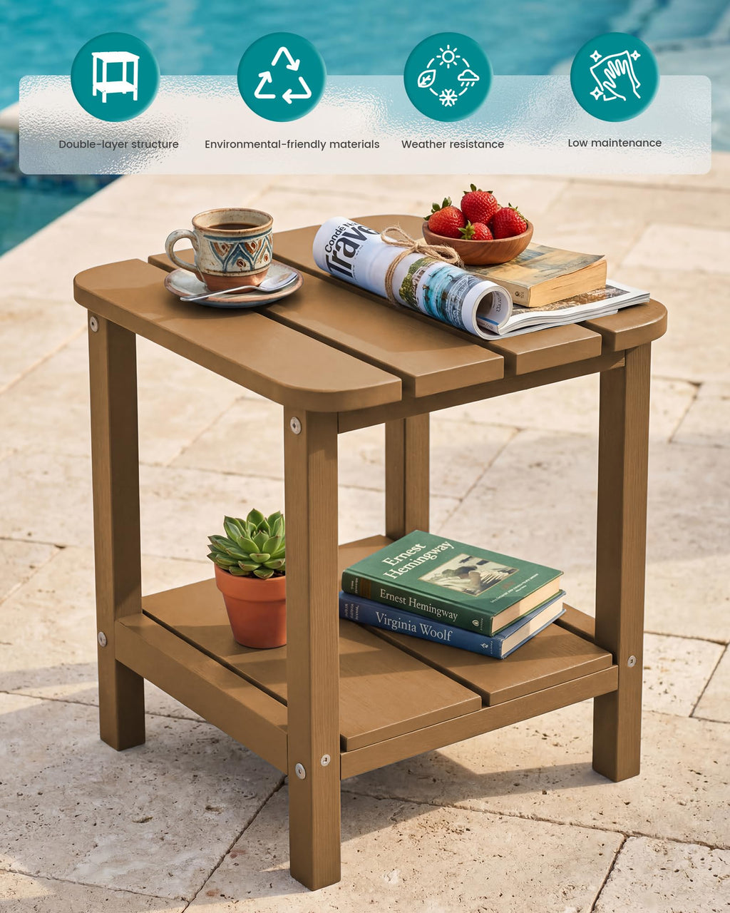 Brown Set of 2 Rectangular End Table T264166