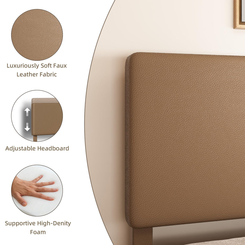 Minimalist Leather Bed Frame with Adjustable Headboard H93898