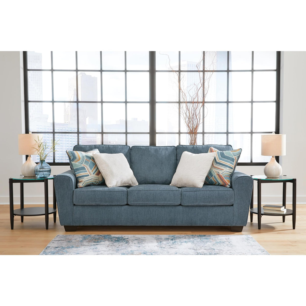 Blue Chenille 3 Seater Couch O37937