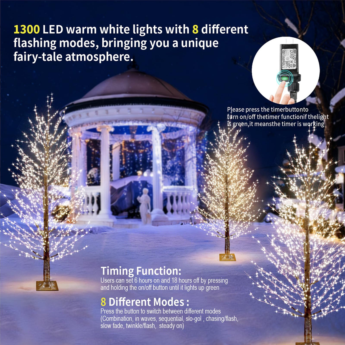 6FT Brown Lighted Birch Tree 1300LEDs Warm White Lights H863189