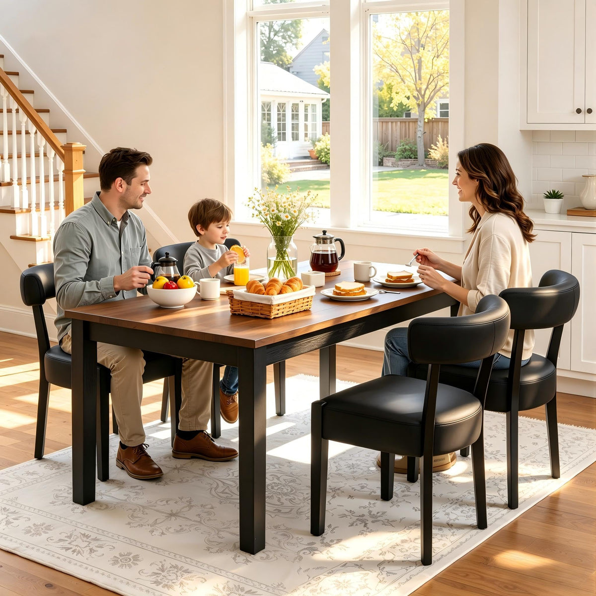 Black Faux Leather Dining Chairs Set of 4 Y95607