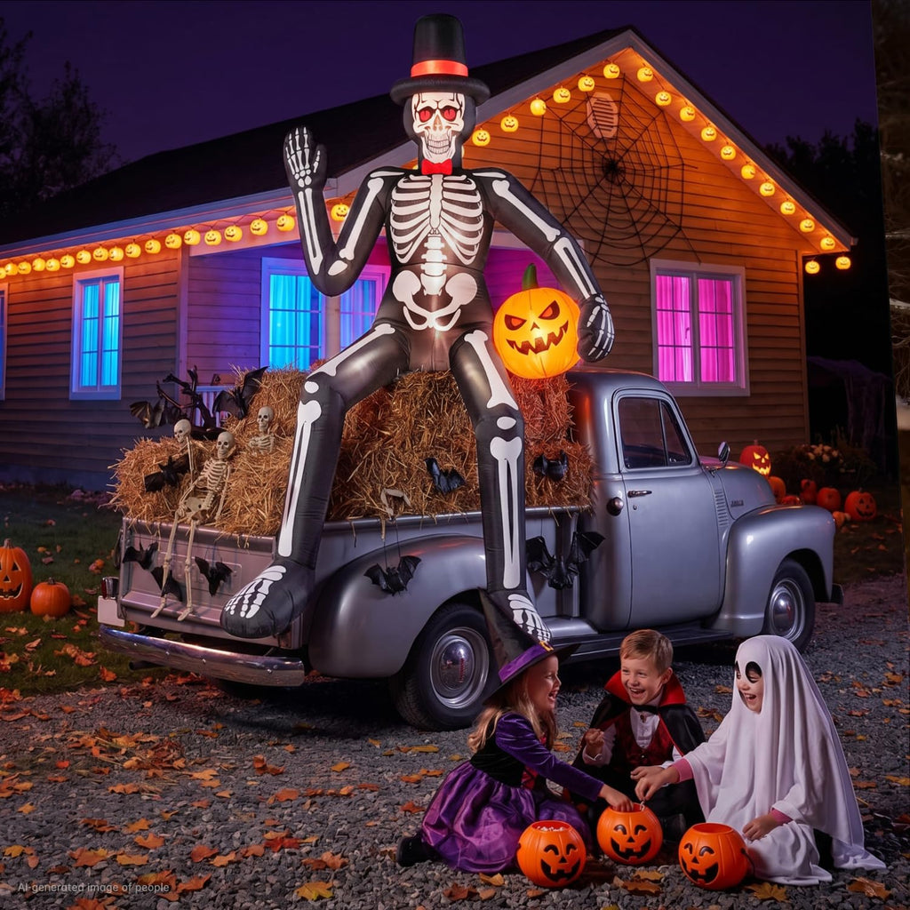 14FT Inflatable Sitting Skeleton Decorations H780391