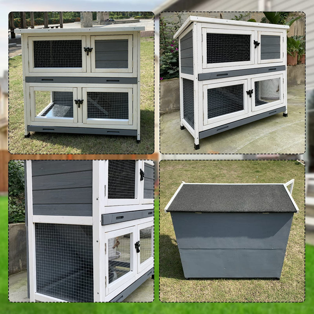 2 Story Solid Wood Rabbit Hutch with Removable Tray P670