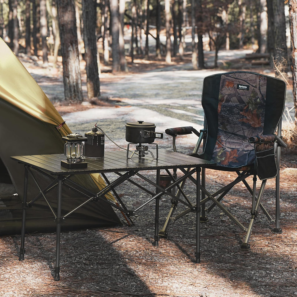 Folding Camping Table Aluminum Adjustable Height Black Z958