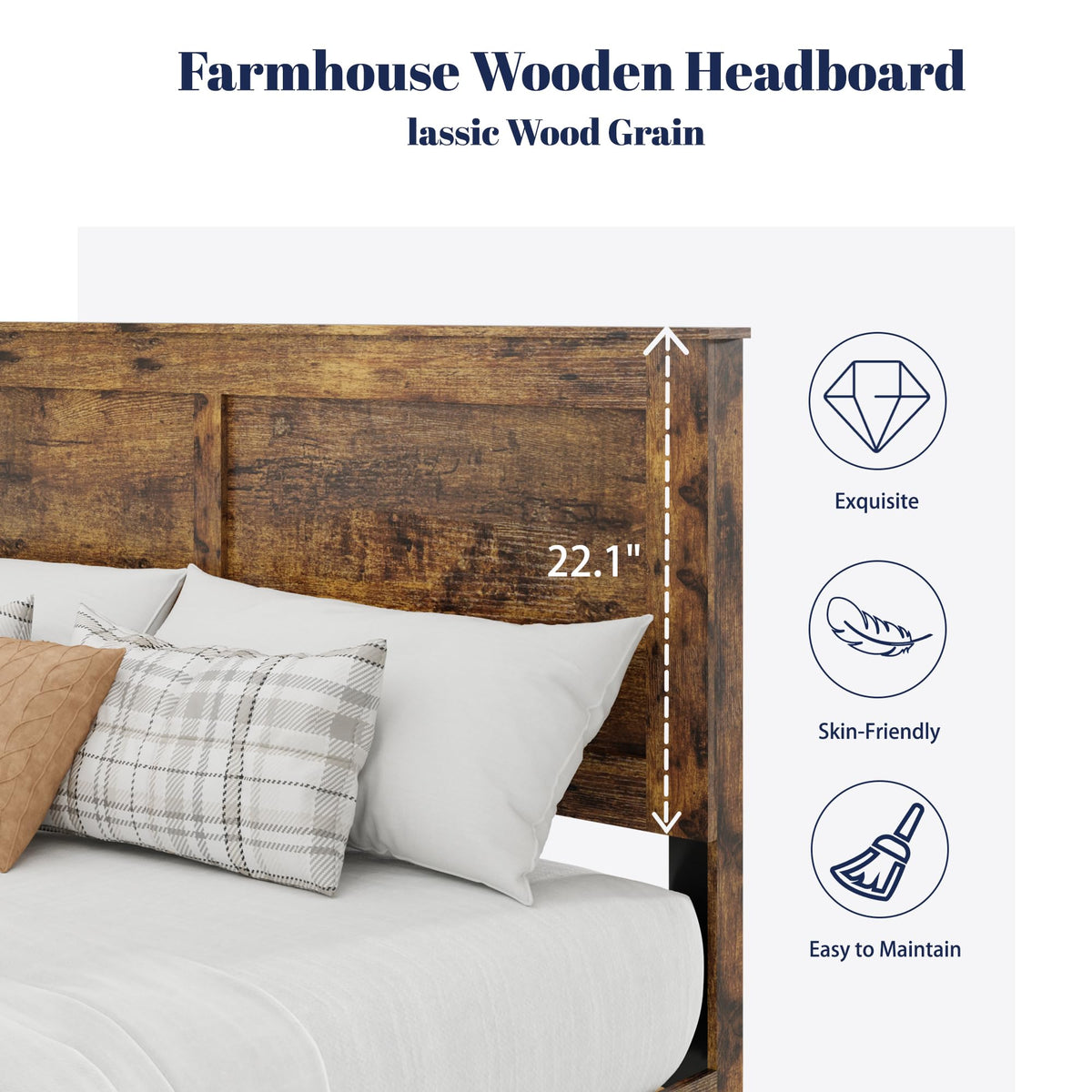 Farmhouse Wood Bed Frame with Headboard and Footboard L856673