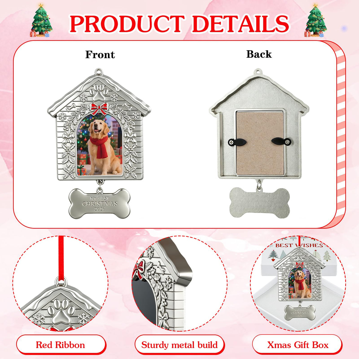 Dog First Christmas Ornament 2026 Metal Photo Frame R151375