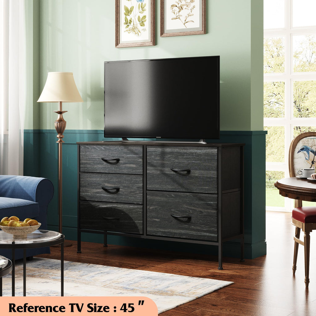 Black 5 Drawer Fabric Dresser M6877