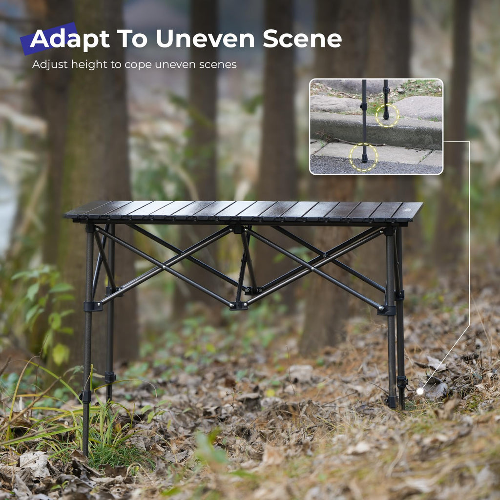 Folding Camping Table Aluminum Adjustable Height Black Z958