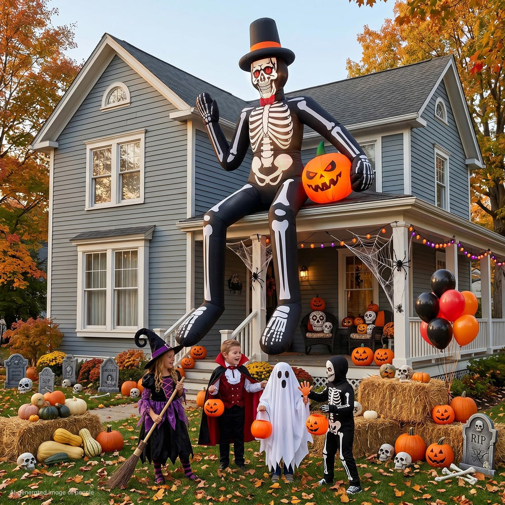 14FT Inflatable Sitting Skeleton Decorations H780391