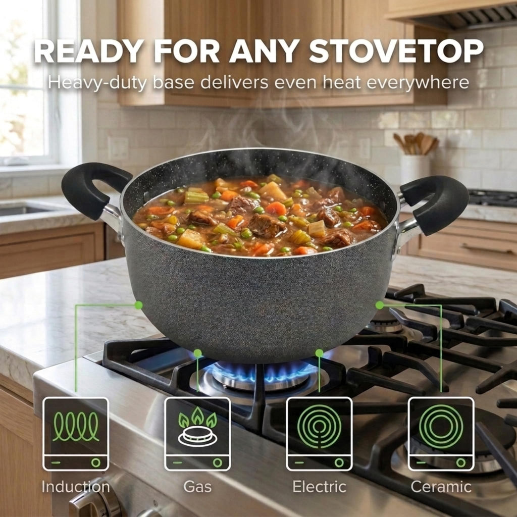 24QT Aluminum Sauce Pot with Glass Lid W408435