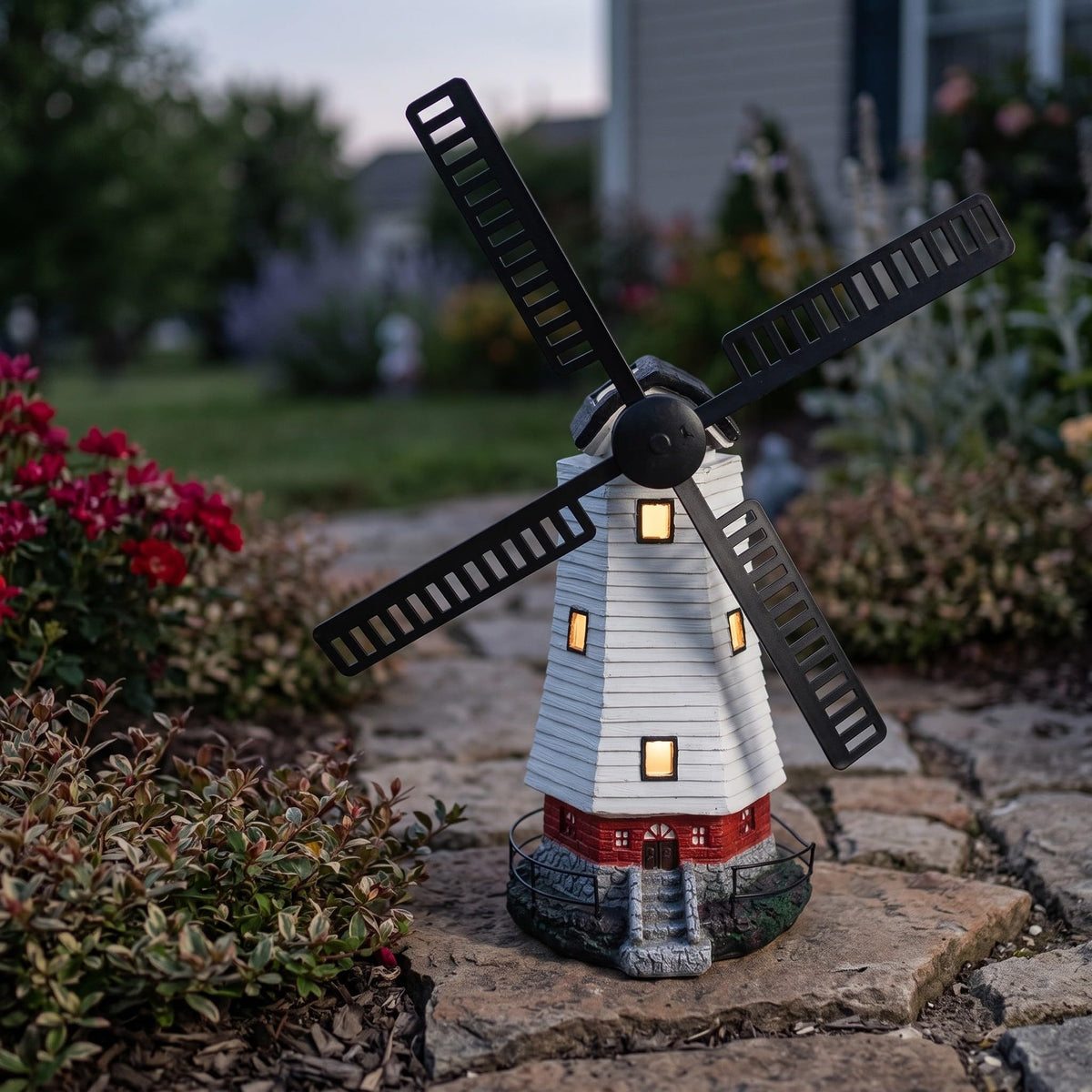 Solar Powered Lighthouse Statue 13 inch U566