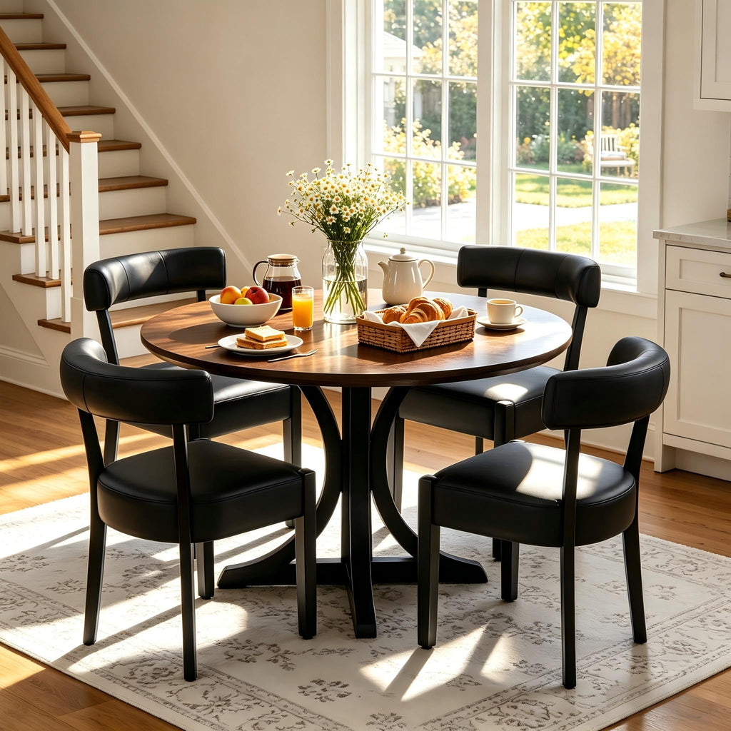 Black Faux Leather Dining Chairs Set of 4 Y95607