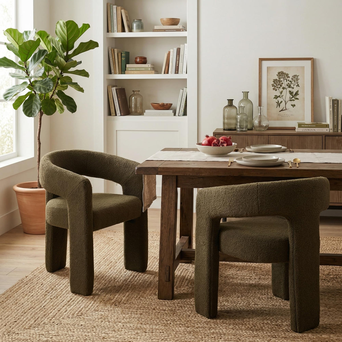 Green Sherpa Barrel Dining Chairs Set of 2 C827546