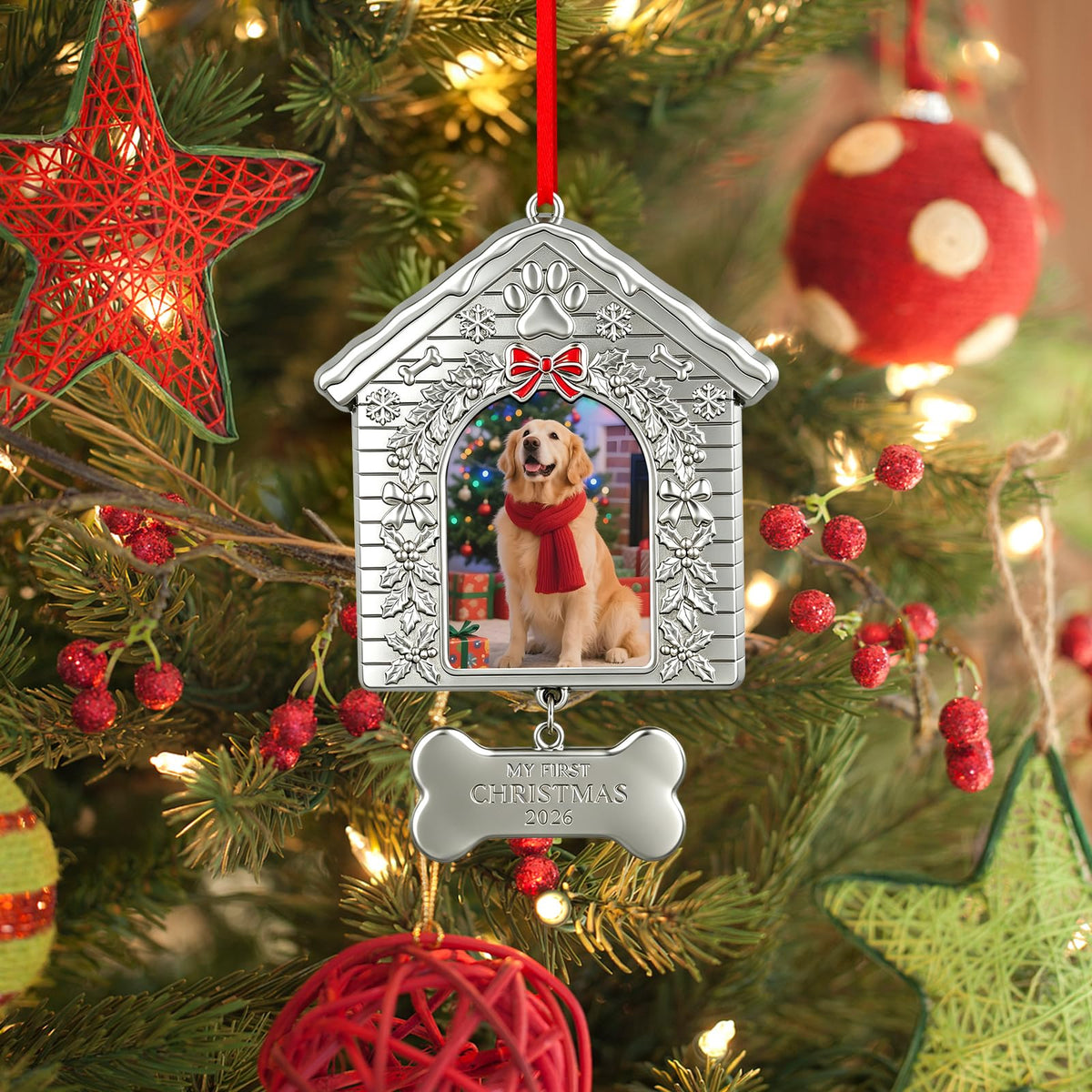 Dog First Christmas Ornament 2026 Metal Photo Frame R151375