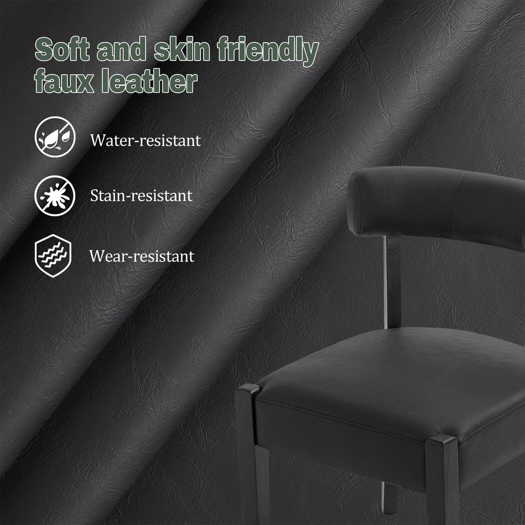Black Faux Leather Dining Chairs Set of 4 Y95607