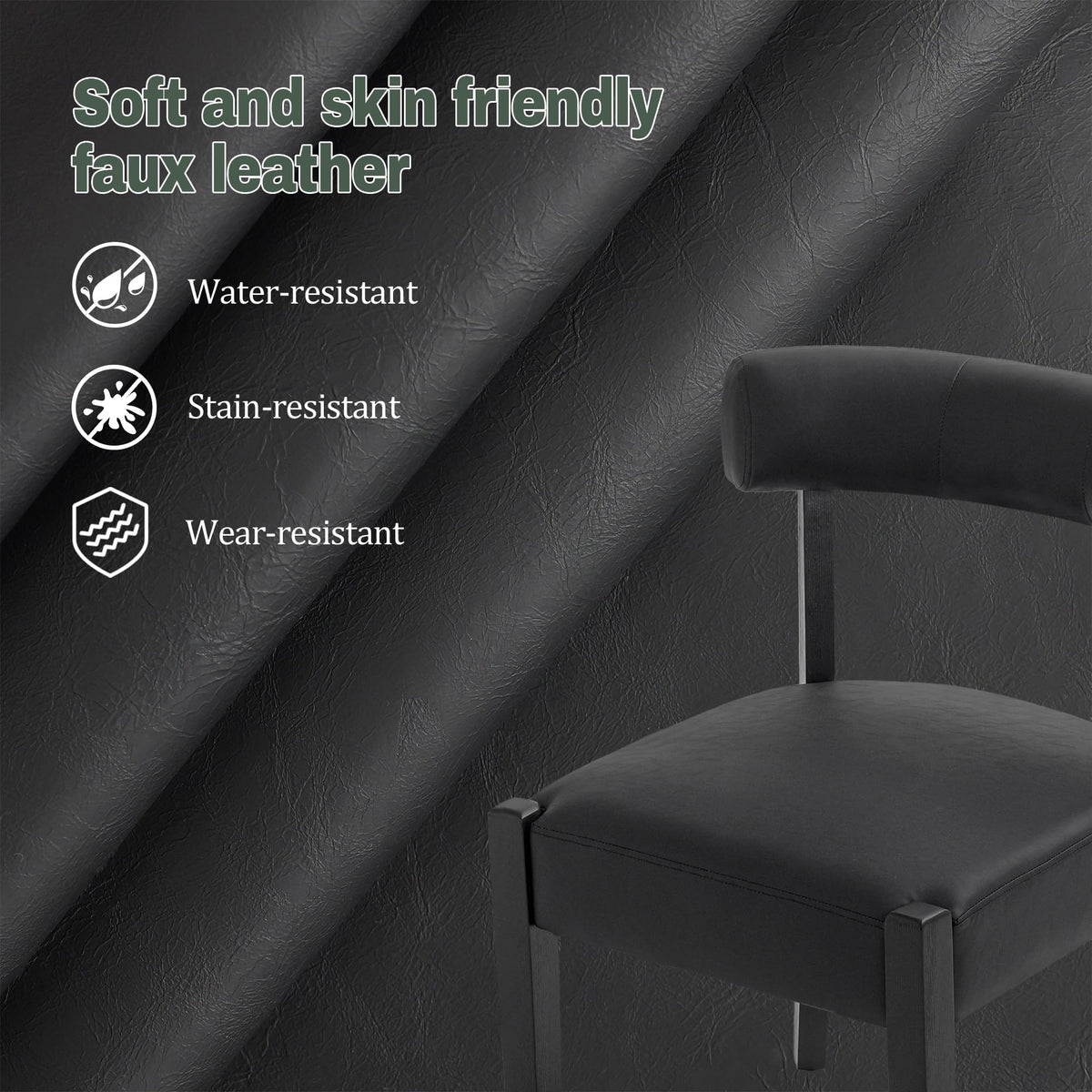 Black Faux Leather Dining Chairs Set of 4 Y95607