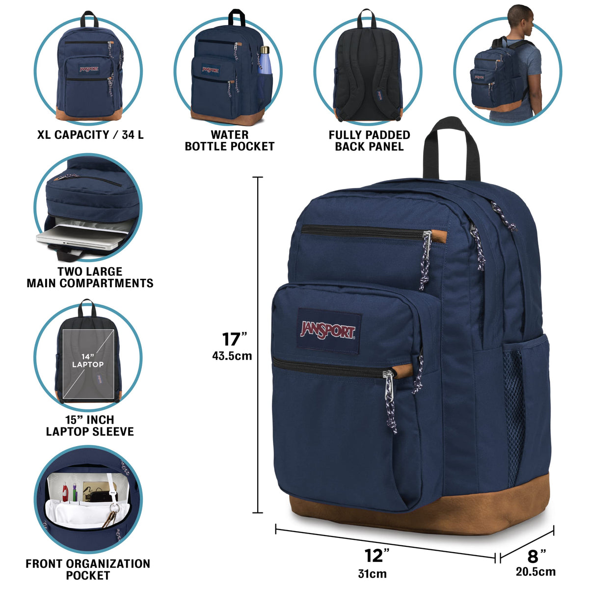 Black 15-inch Laptop Backpack with 2 Compartments O96833