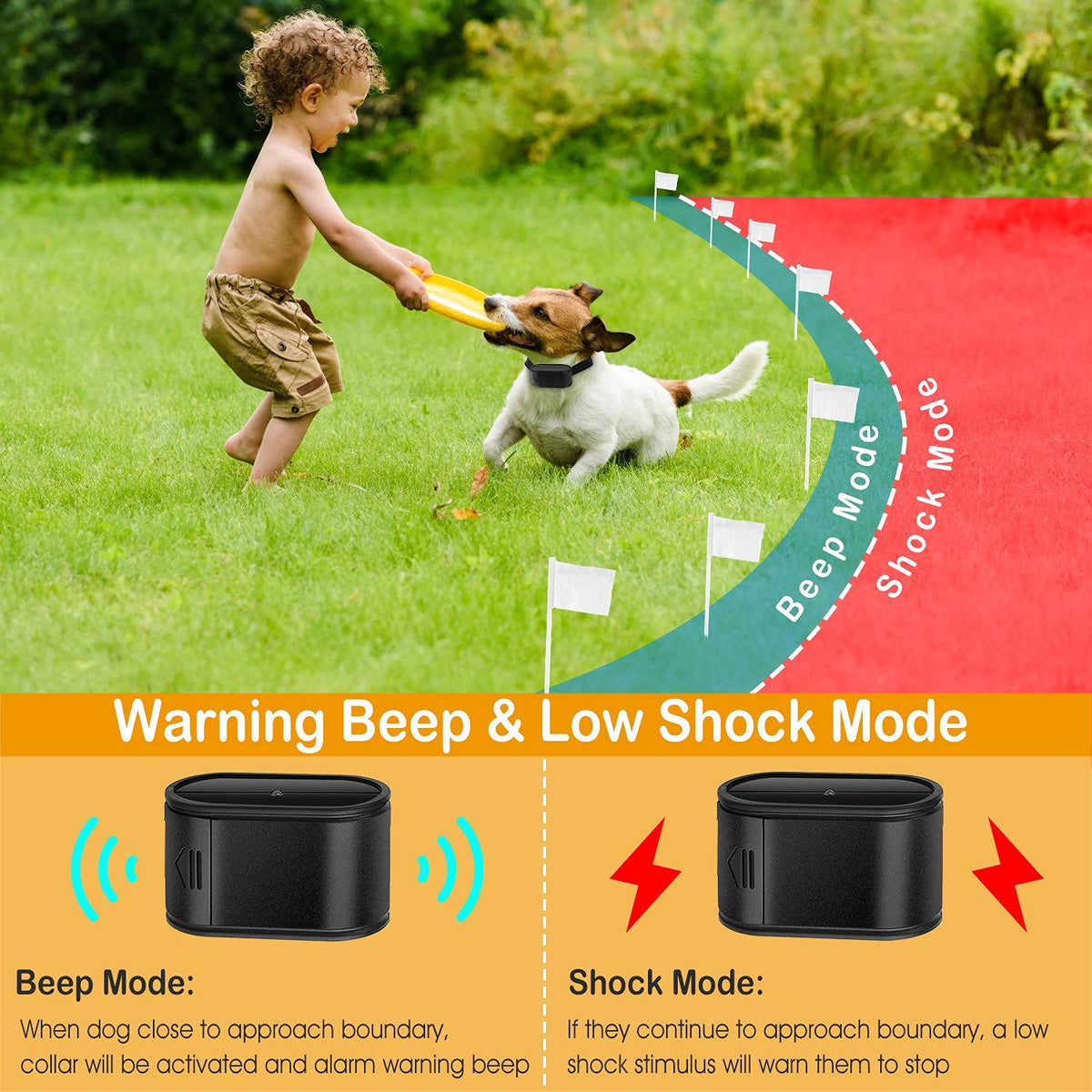 Electric Dog Fence System with Dual Waterproof Shock Collars Z224277
