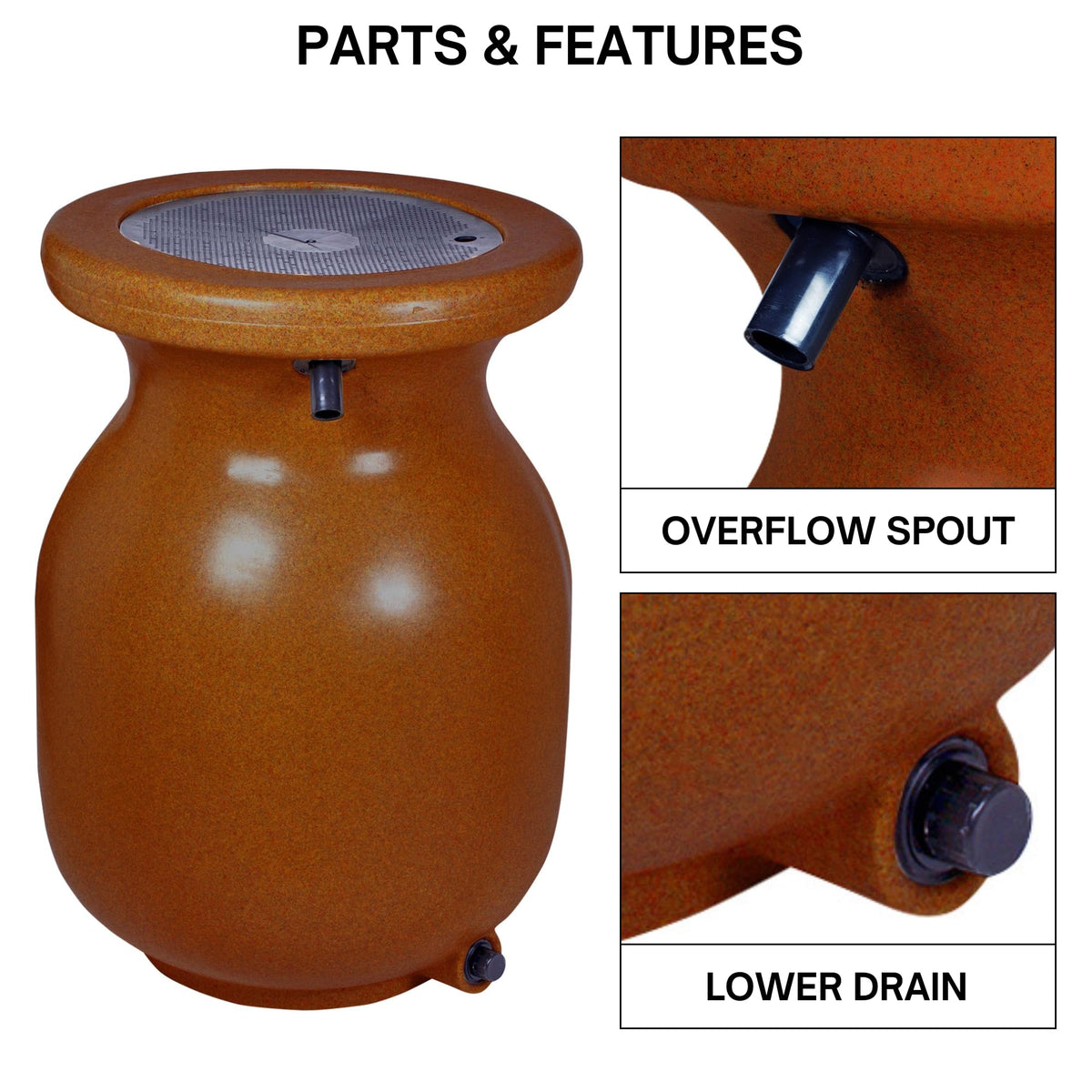 Beige 50 gal Stone-Look Rain Barrel with Brass Spigot H4061